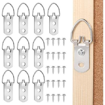 10 Packs Heavy Duty D Ring Picture Hangers with Screws, Extra Large 2 Holes D