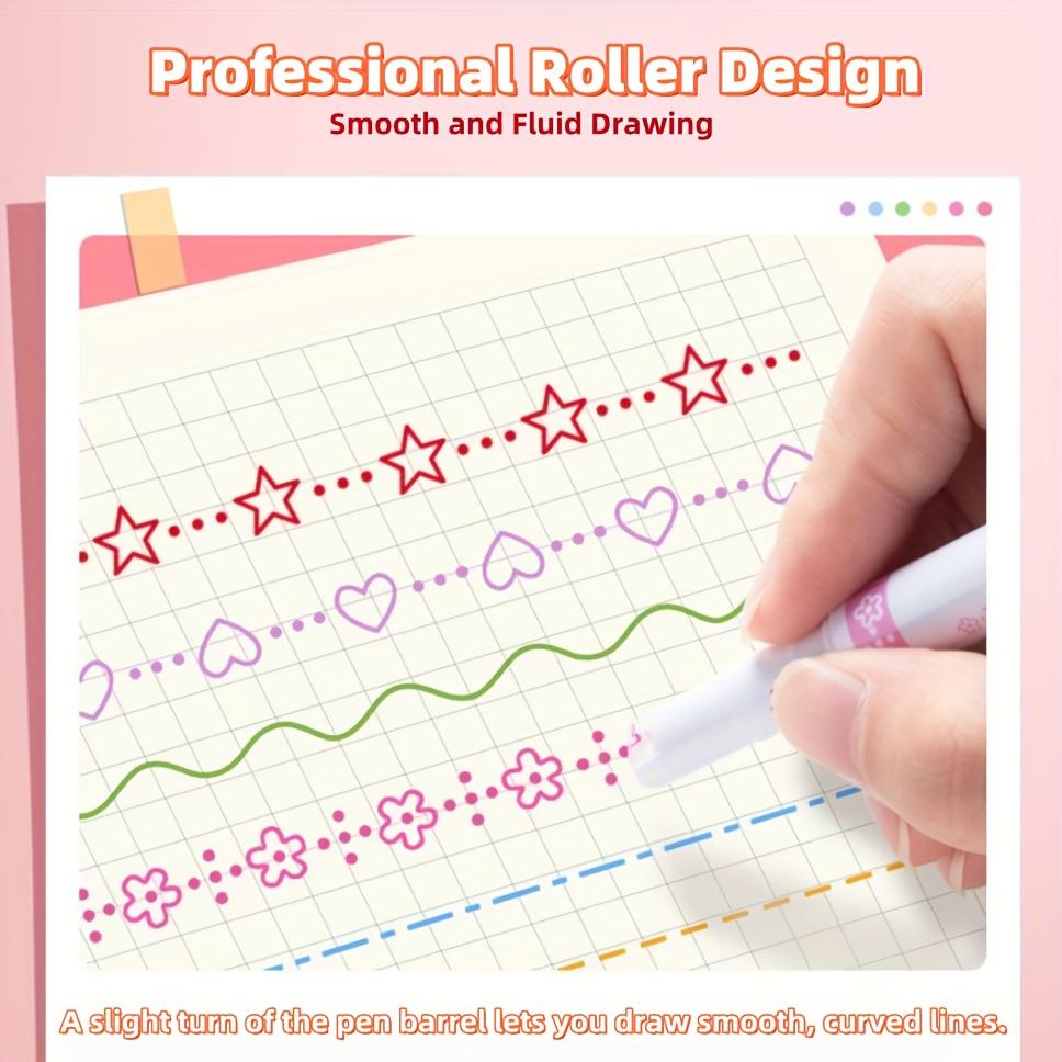 [Floral Outline Pen] Pastel Floral Curve Pen - Smooth Writing Tip, Non-Toxic Water-Based Ink for Scrapbooking, Journaling, Planners, Crafts