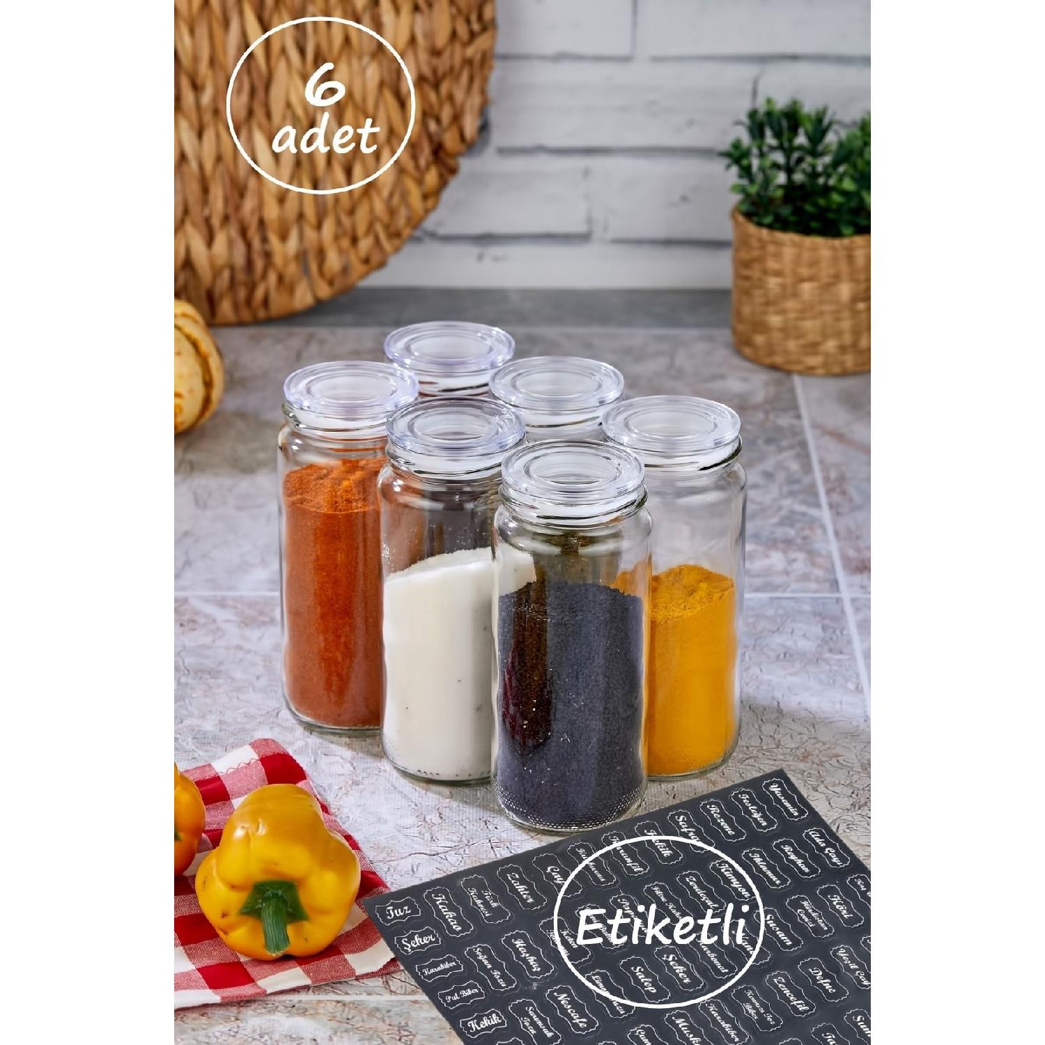 

Большой стеклянный контейнер для хранения из 6 предметов, набор банок для специй, супер набор, 500 мл (с этикеткой в ​​подарок)