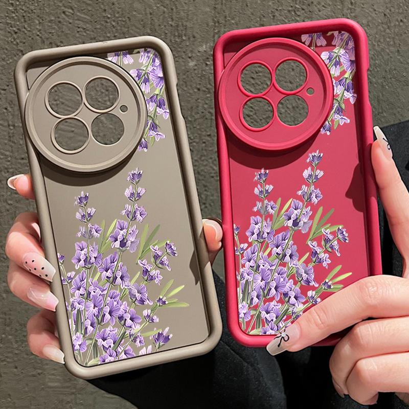 Husă Moale TPU Anti-Cădere cu Imprimeu Floral Violet Pentru OnePlus 13T 13R 13 12R 11R Ace 5 3 2 Rezistentă la Șocuri Protecție Obiectiv Husă Mată pentru Telefon