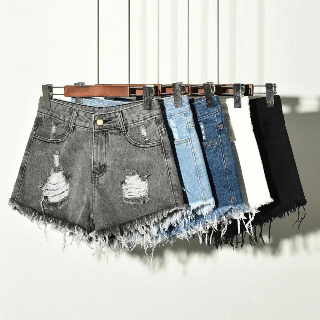 Women's Plus Size High Waist Ripped Denim Shorts - 2019 Summer Fashion