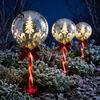 Solar Powered Outdoor Garden Lights 2Pcs Christmas Ball Light, Color Changing LED Stake with Automatic Dusk to Dawn 13 Beads, IP65 Waterproof