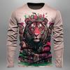 Graphic Tiger Fashion Designer Casual Men's 3D Print T shirt Tee Sports Outdoor Holiday Going out T shirt Long Sleeve Crew Neck Shirt