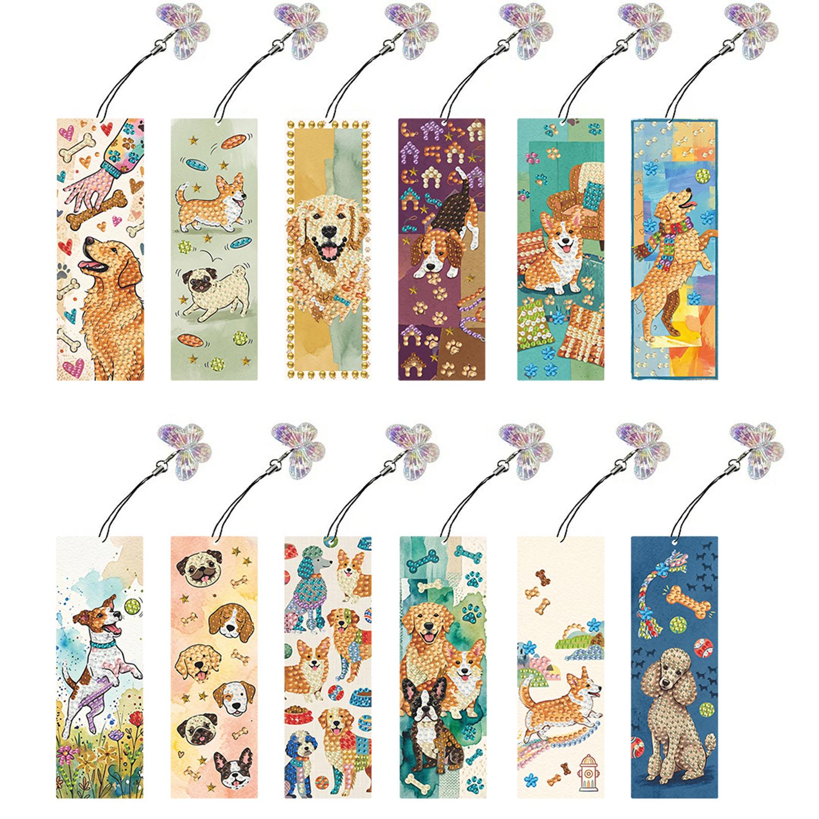 12 PCS DIY Special Shaped Diamond Art Kits Bookmarks with Tassels Diamond Bookmarks Kits for Book Lovers Beginners & Adults
