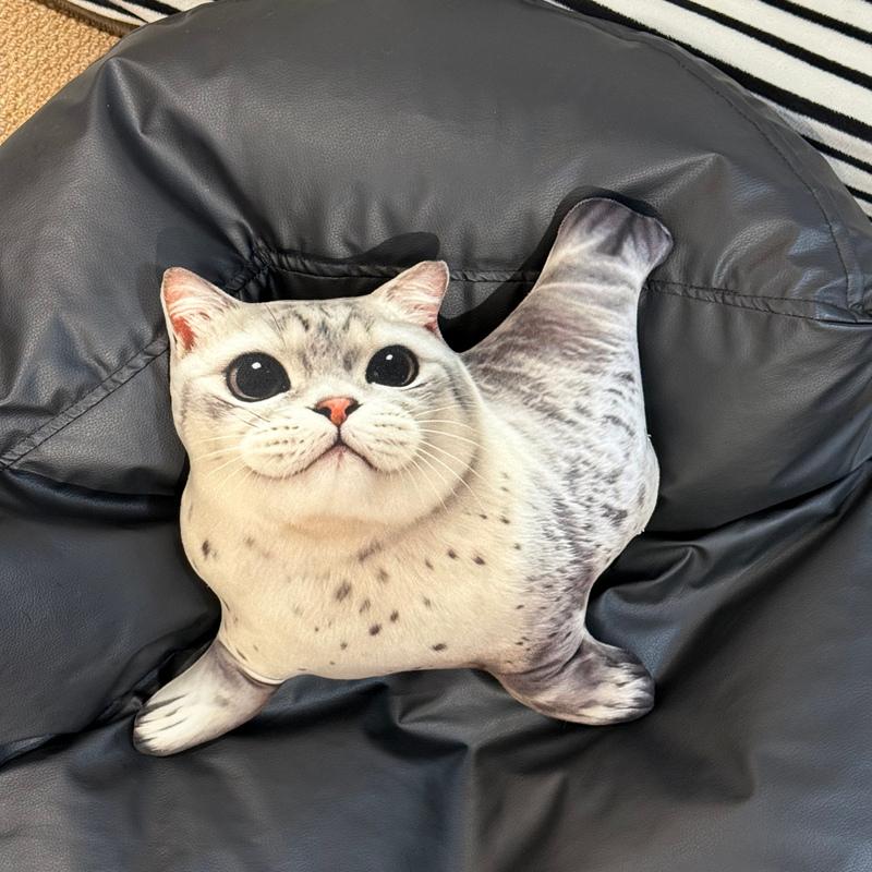 Seal Cat Pillow Doll Soft Stuffed Plush Animals Cats Creative Sleep Pillow Sofa Cushion Waist Support Home Decor for Gift