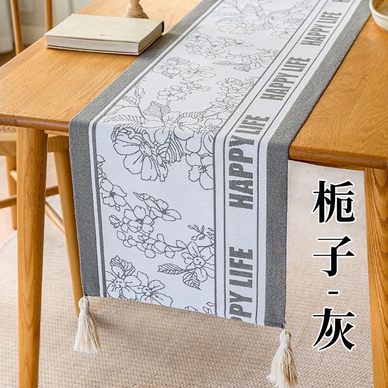 Jacquard Table Runner Vintage Table Table Cover Pastoral Style with Long Strip Fabric Tassel Tablecloth Home TV Cabinet Decor