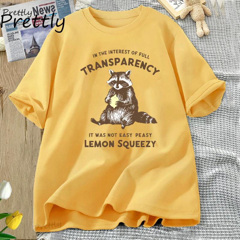 Funny Raccoon T Shirt It Was Not Easy Peasy Lemon Squeezy Raccoon T-Shirt Stay Trashy Graphic T Shirts Men Women Cotton Tees