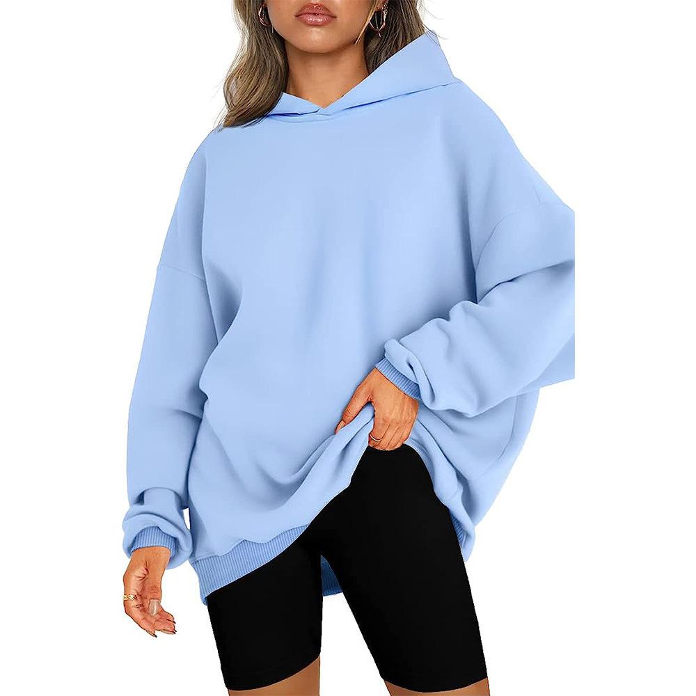 Women's Fashion Casual Solid Color Print Long Sleeve Hooded Hoodies & Sweatshirts