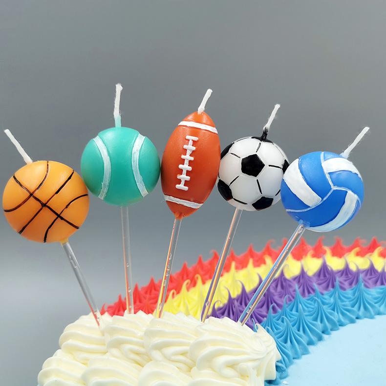 Children's Birthday Cake Candle Creative Cartoon Simulation Soccer Basketball Bowling Volleyball Shape Birthday Candle
