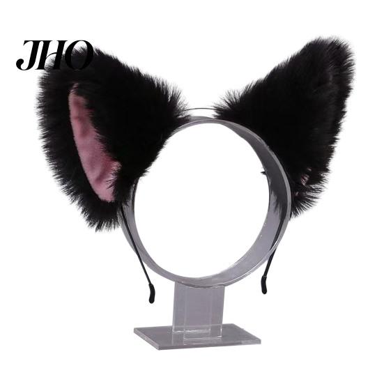 Tiara Ajustável Orelhas de Gato de Pelúcia Cosplay Festa Halloween Feito à Mão Leve Aro de Cabelo Adereço para Fotografia de Ambiente Festivo