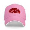 Red Sports Car Logo Black Baseball Cap with White Trim Classic Adjustable Fit for Automotive Enthusiasts and Streetwear Fans