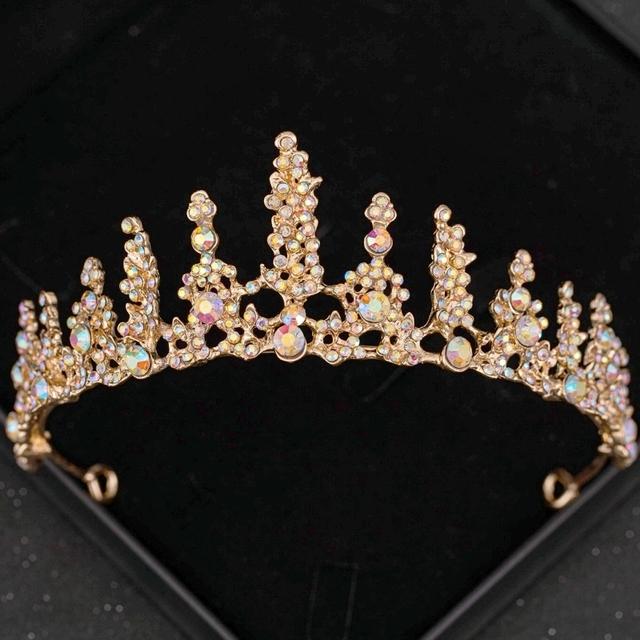 Gold AB Crystal Tiaras And Crowns Rhinestone Prom Diadem Crown For Women Bridal Wedding Hair Accessories Jewelry Crown Tiara
