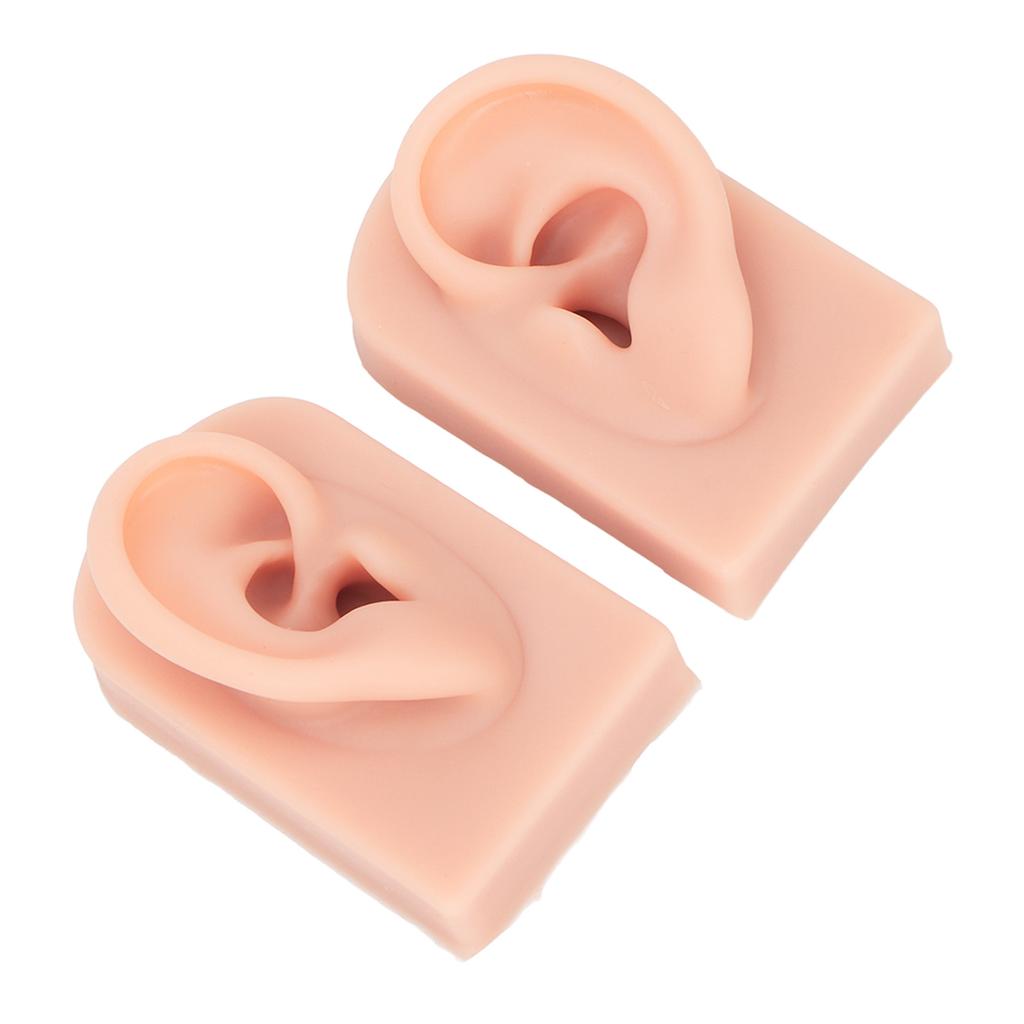 1 Pair Silicone Ear Model Flexible Soft Reusable Simulated Human Skin Silicone Piercing Model