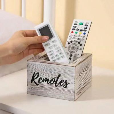 1 Stück Klassische Holz-Fernbedienungs-Aufbewahrungsbox im rustikalen Design - Vielseitiger Regalkorb zur Organisation von Home-Entertainment-Zubehör