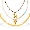 Natural stone beaded collarbone chain gentle temperament crystal color matching love puppy pendant stacked necklace