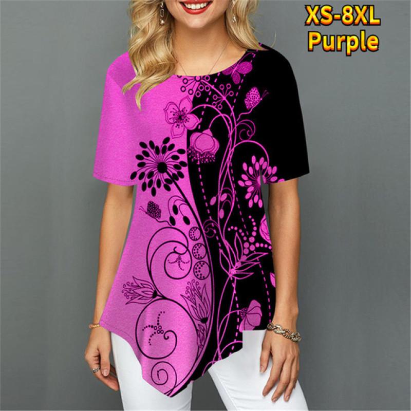 Женская футболка с нерегулярным цветком и цифровым 3D принтом — фото 19