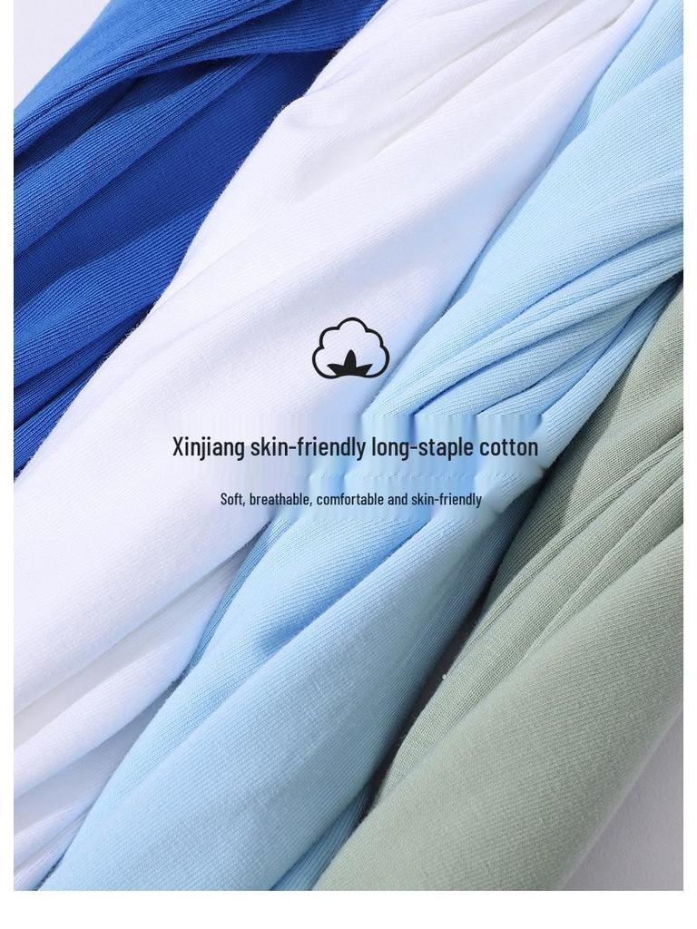 Men's 2025 Summer Trendy Pure Cotton Loose Round Neck Short Sleeve T-Shirt