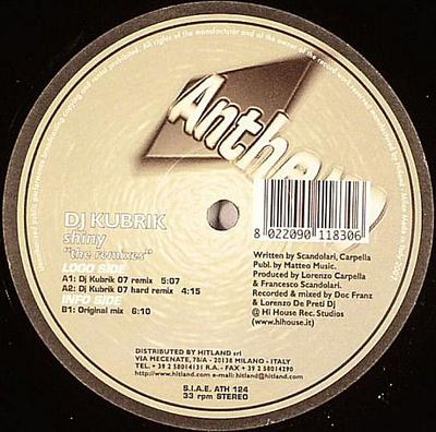 12inch Record DJ KUBRIK - Shiny (The Remixes) ATH124 Anthem 2007 Italy Dance & Electronica Used