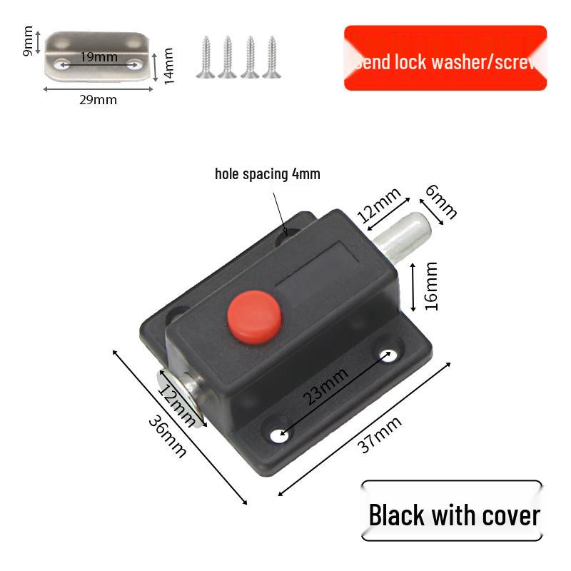 Plastic Spring Pin Door Bumper, Latch Bolt & Snap Lock Accessories for Cabinets and Windows.