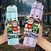 1PC Christmas Gnome Group Art 750ml Color Plastic Sports Water Bottle Leakproof Flip Straw Lid Suitable for Sports Office Home Use