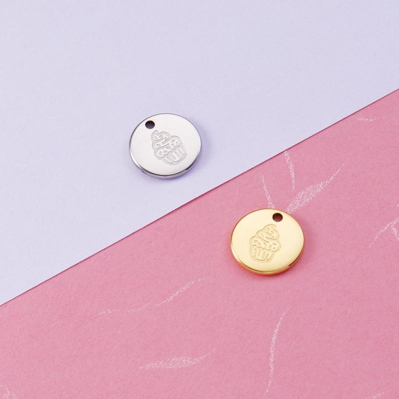 Mirror-Finish Titanium-Steel 18K Gold-Plated Ice Cream Pendant DIY Kit