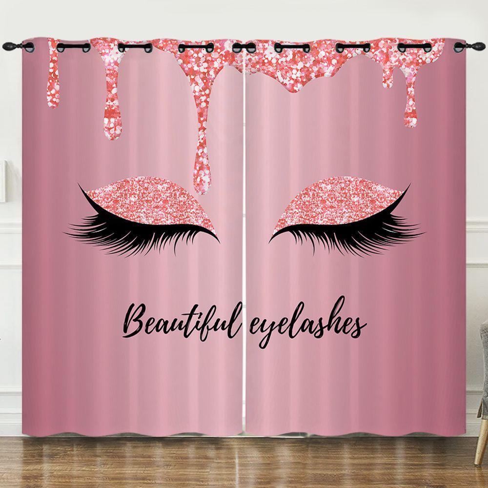 Curtains, Heavy Makeup, Long Eyelashes, Digital Printing, Blackout Curtains, No Punching
