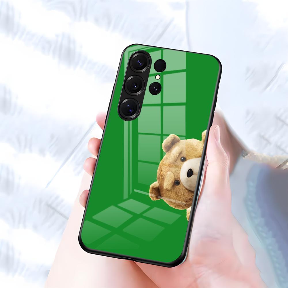 T-Ted B-Bear Phone Case For Samsung S26 S25 S24 FE S23 S22 S21 Plus S20 Ultra Note20Ultra Black Glass Cover