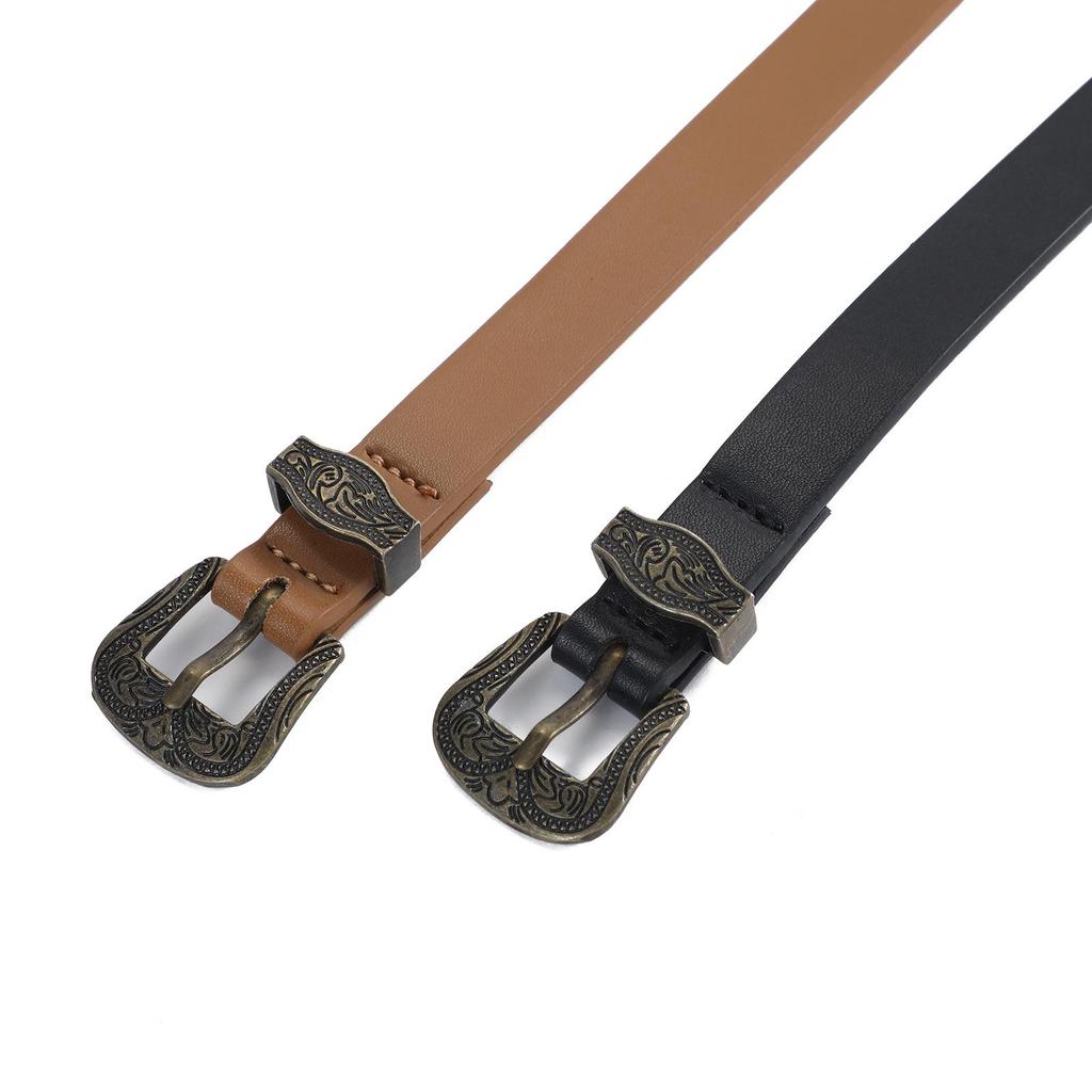 Women's Retro Leather Belt with Alloy Buckle - Versatile Fashion Waistband for Jeans