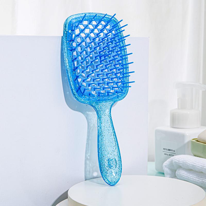 Brosse à cheveux démêlante à paillettes, peigne de massage, peigne pour cheveux emmêlés, brosses creuses pour cheveux bouclés et mouillés, peignes de salon DIY, outil de coiffure