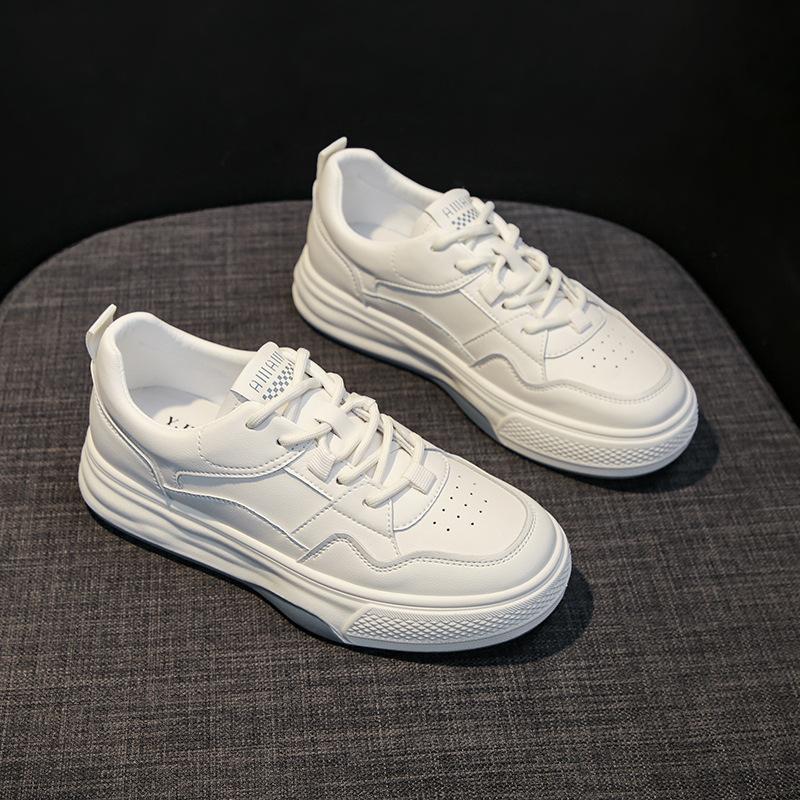 Kleine weiße Schuhe Damen Frühjahr neue echte weiche Leder dicke Unterseite Studenten Casual All-Match Sneakers