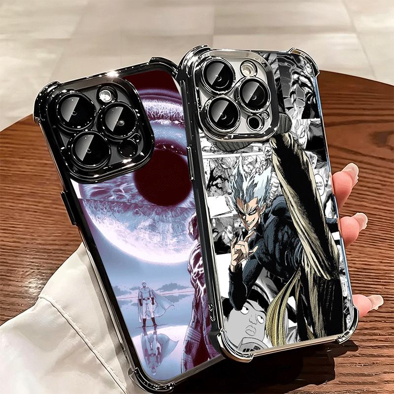 One P-Punch-Mans Garou Soft Phone Case For iPhone 15 16 17 Air 14 Pro Max 16E Plus 13 12 Mini Plating Anti-Fall Fundas