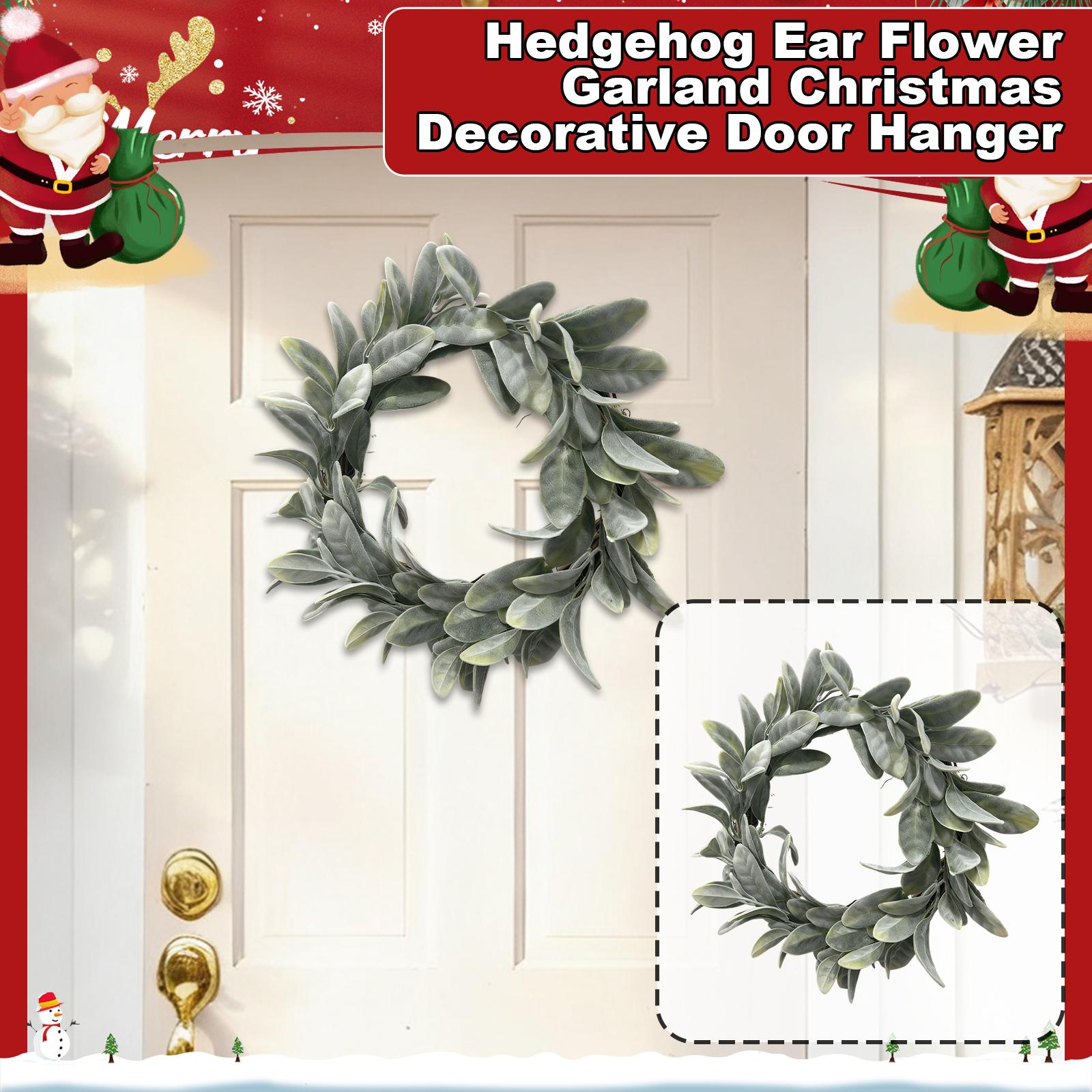 

3D 30cm Spring Flocked Ear Leaf Wreath Christmas Decoration Door Hanging Home Wall Hanging Wreath One Size