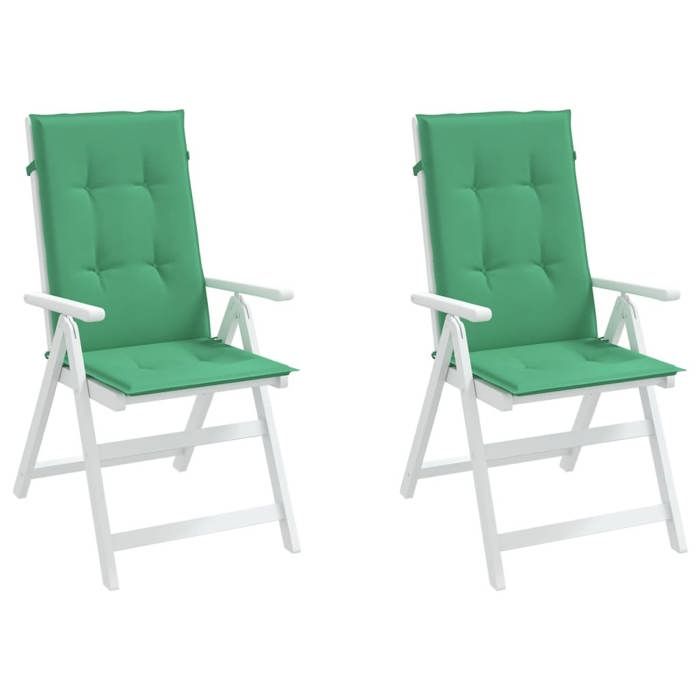 VidaXL Coussins de chaise de jardin à dossier haut lot de 2 vert tissu 43185
