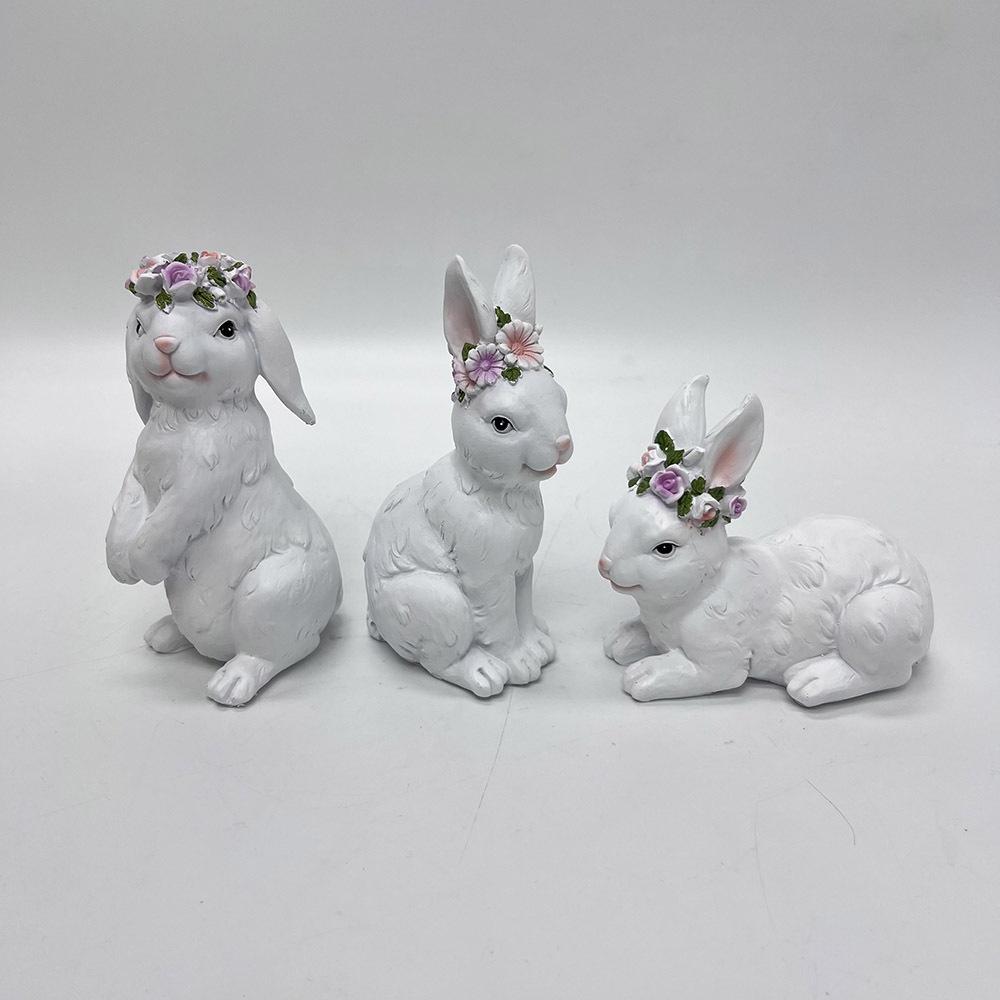Resin Easter Bunny Figurines, Simple Leisure Cartoon Rabbit Statue, Festive Tabletop Decor for Home Living Room Garden Ornament.