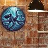 Vintage Deep Sea Blue Octopus Metal Tin Sign 7.8 Inch Wall Art Home Decor