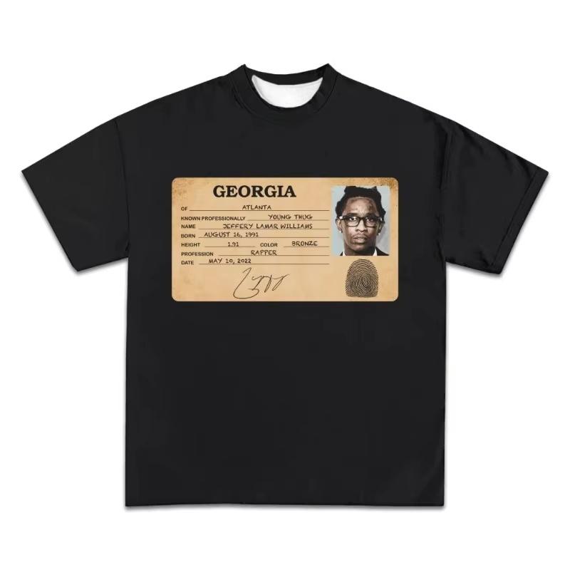 

Футболка з графічним принтом Young Thug З круглим вирізом Висока якість Коротка рукава Повсякденний Вуличний стиль Y2k Чоловічий одяг Вуличний стиль L