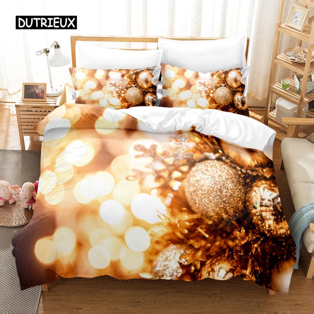 Noel Yatak Takımı Nevresim Polyester Yorgan Kılıfı Yastık Kılıfı 3D Queen King Çift Full İkiz Tek 3 Parça 2 Parça Yatak Odası