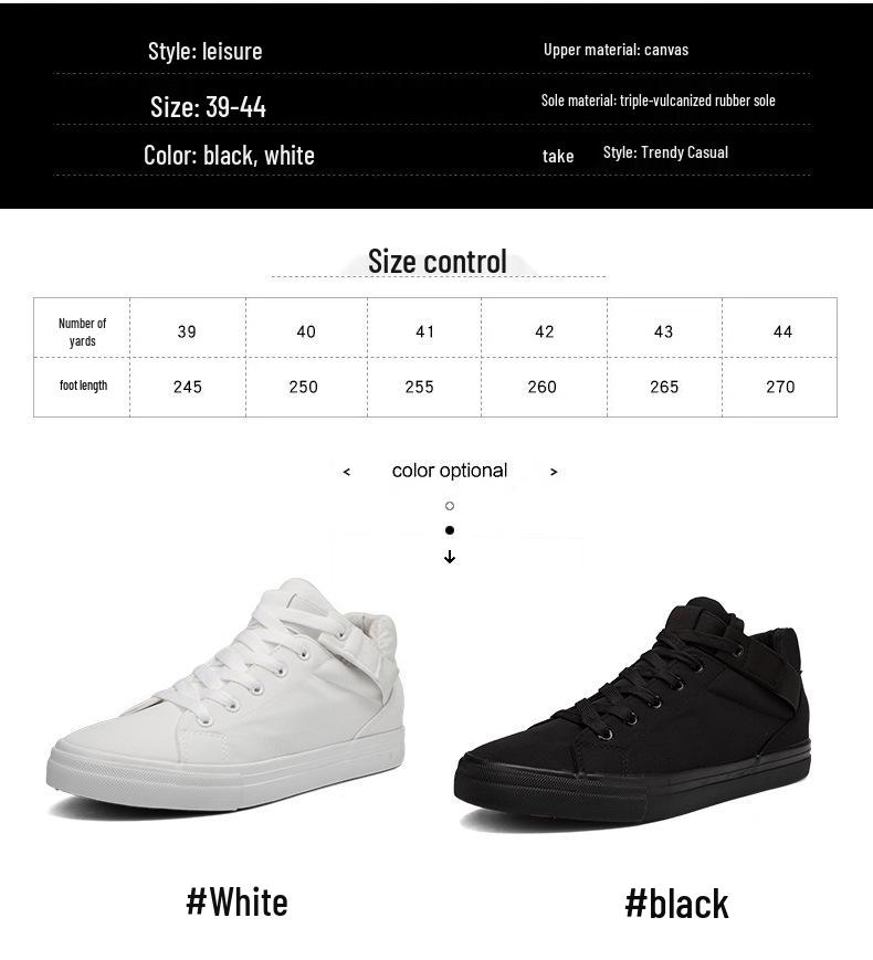 Men's Trendy All-Black Canvas Sneakers for Summer, Work, and Skateboarding.