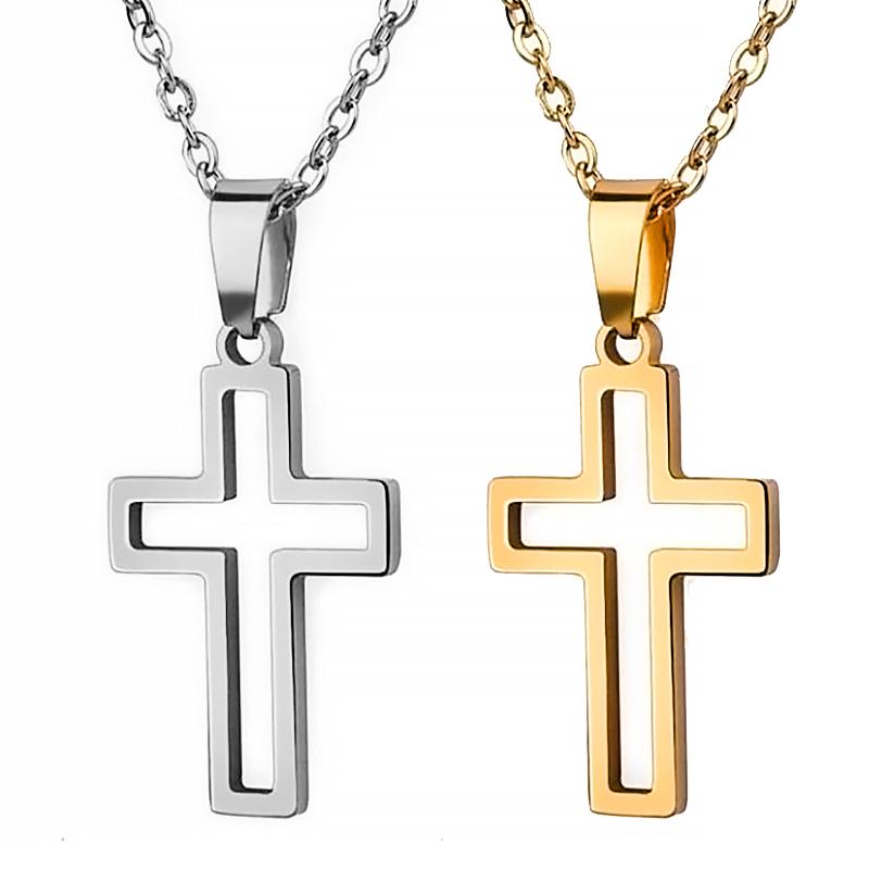 Fashion Cross Pendant Necklace For Women Men Stainless Steel Link Chain Charm Necklace Cool Boys Girls Punk Hip Hop Jewelry Gift