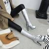 Fashion Women's Winter High Boots Shoes Platform Knee High Boot Patent Gold Silver Heeled Long Party Dance Shoes Lady Large Size 48