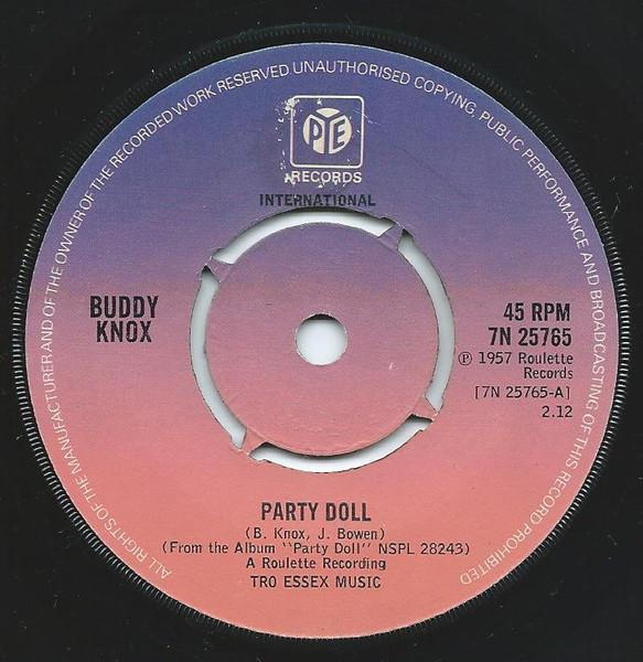 

7-дюймовая пластинка BUDDY KNOX - Party Doll 7N25765 Pye Internation 1978 UK Рок Б/У