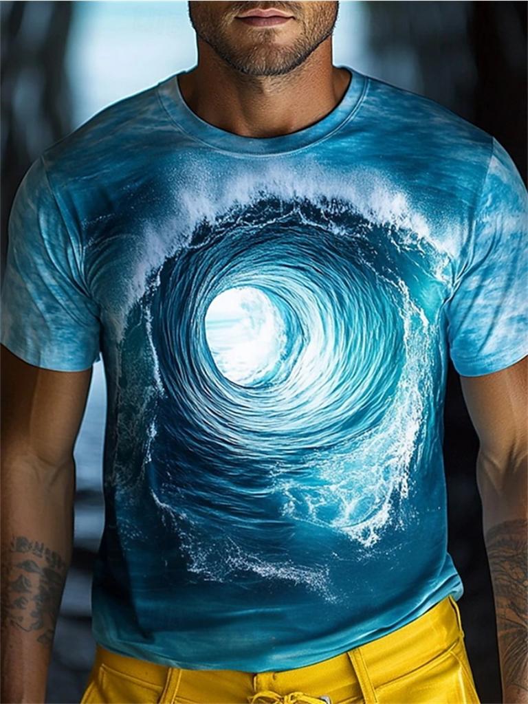 Funny Optical Illusion Graphic T Shirt For Men 3D Printed Art Abstract T-shirt Y2k Tops Harajuku Fashion Street Unisex Clothing