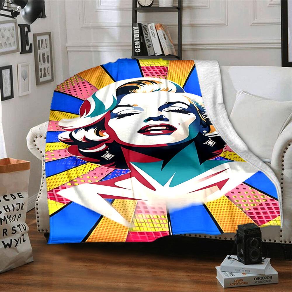 1pc Pop Art Marilyn Monroe Blanket Lightweight Flannel Blanket Throw Blanket For Sofa, Bed, Travel, Camping, Livingroom, Office, Couch