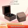 Square Walnut Wooden Jewelry Box for Rings and Earrings - Elegant Storage for Weddings and Proposals