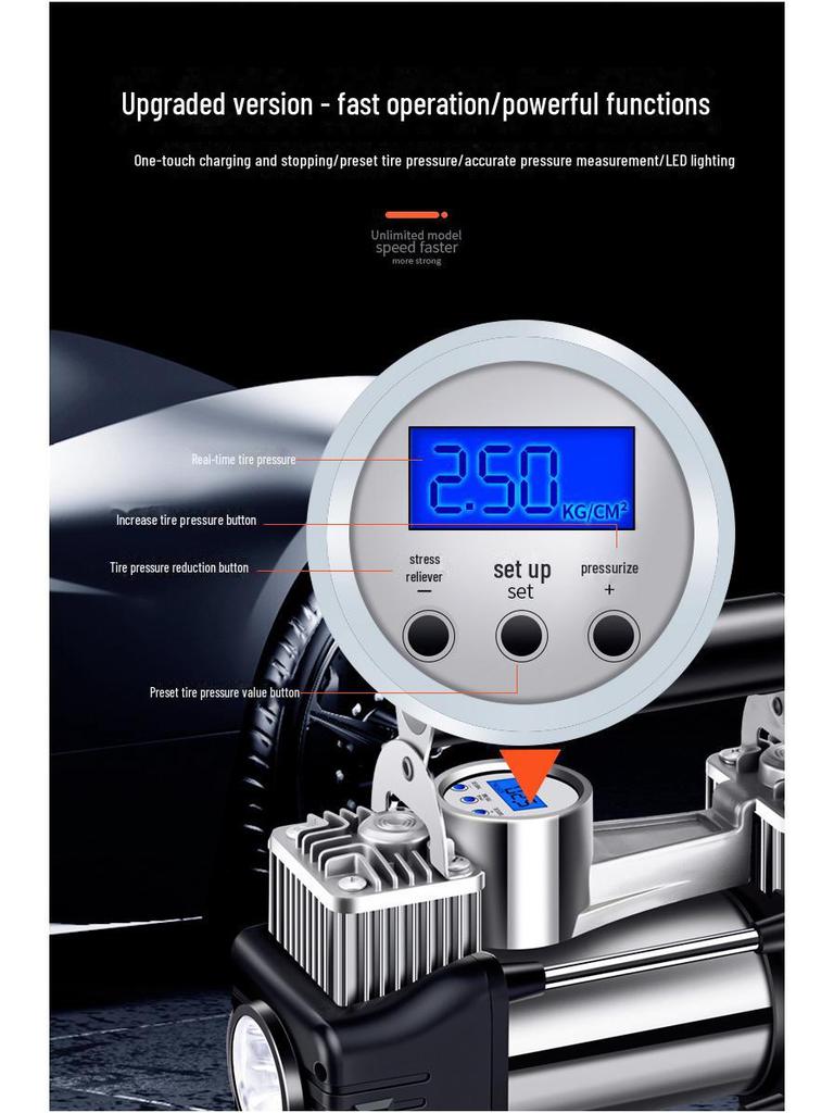 Portable Dual-Cylinder High-Power 12V Car Tire Air Pump