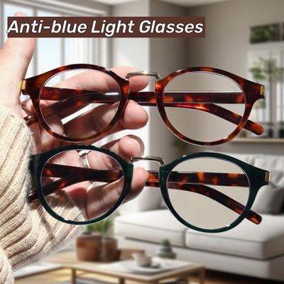 Retro Small Frame Anti-blue Light Glasses Arts and Culture Small Fresh Flat Glasses Hundreds of Round Frame Leopard Glasses