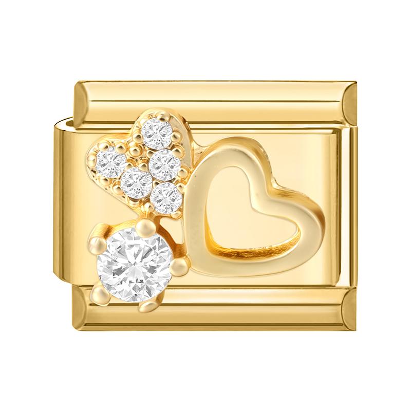 Gold Color Zircon Butterfly Moon Star Heart Italian Charm Link Fit 9mm Stainless Steel Bracelet Women Men DIY Making Gifts