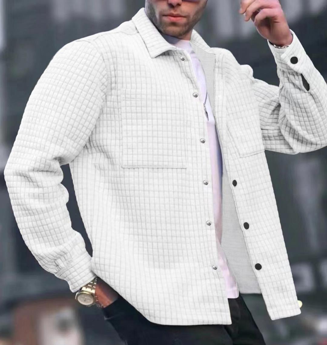 

Летняя мужская повседневная однотонная куртка большого размера с длинными рукавами и лацканами XXL белый