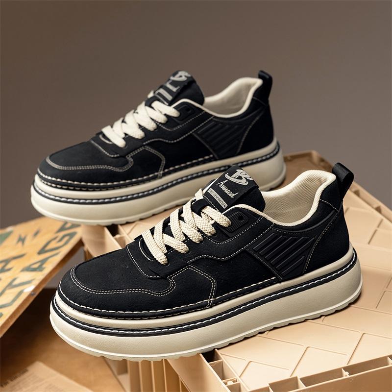 Men's Vulcanized Shoes Trendy Personalized Teenagers Casual Shoes Round Toe Lace-Up Plus Size Platform Shoes Men Shose