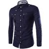 Spring/Autumn Men Long Sleeve Cargo Shirt Casual Slim Fit Fashion Epaulet Double Pocket Mens Dress Shirt